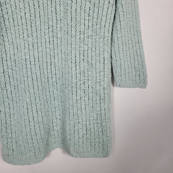 J. Jill Women's Textured Blue 3/4 Sleeve Open-Stitch V Neck Sweater Sz L Petite - Picture 9 of 14
